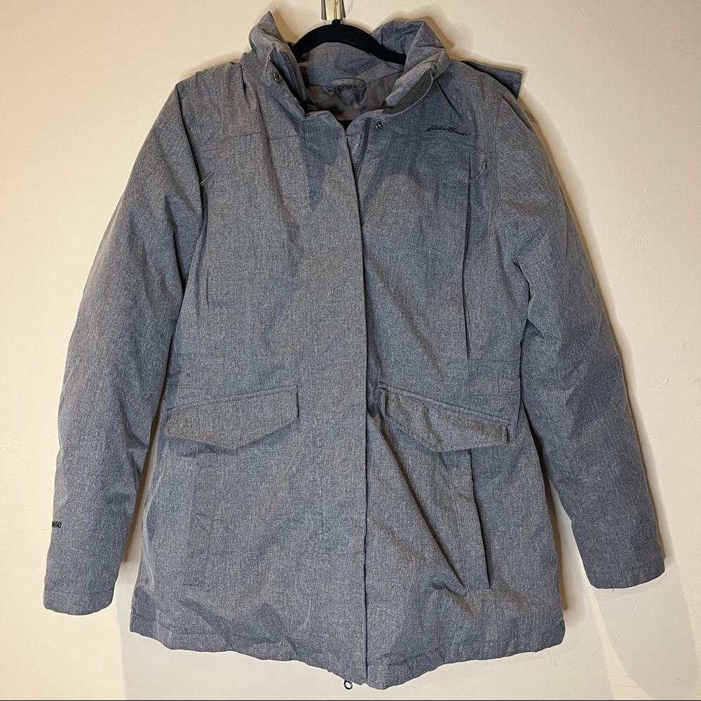 Eddie Bauer Women’s Down Winter Coat Grey Removable Hood Large
